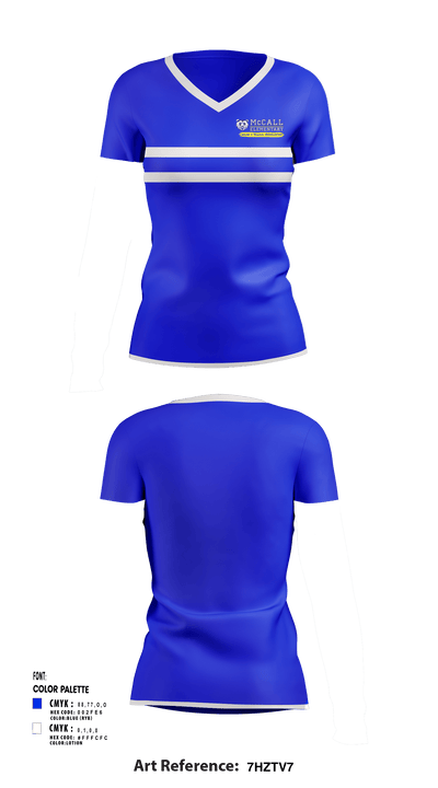 McCall Middle School golf 15496033 Women's Short Sleeve V-neck Shirt - 1