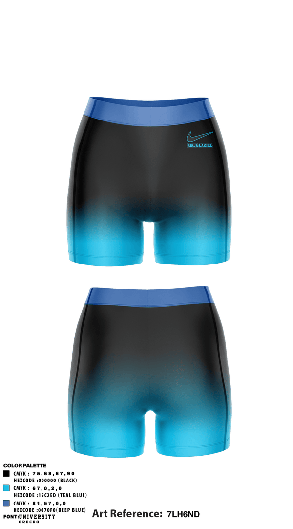 Women's Compression Shorts, Ninja Cartel, Tennis, Teamtime, Team time, sublimation, custom sports apparel, team uniforms, spirit wear, spiritwear, sports uniforms, custom shirts, team store, custom team store, fundraiser sports, apparel fundraiser