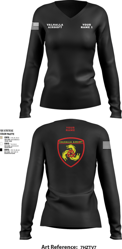 Valhalla Airsoft 98104221 Women's Long Sleeve V-neck Shirt - 3
