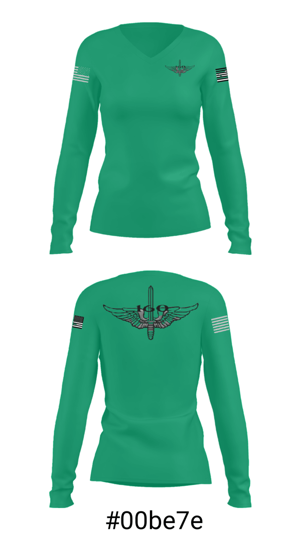 Women's Long Sleeve Vneck Shirt, , Army, Teamtime, Team time, sublimation, custom sports apparel, team uniforms, spirit wear, spiritwear, sports uniforms, custom shirts, team store, custom team store, fundraiser sports, apparel fundraiser