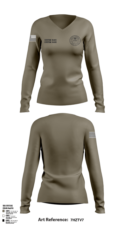 Women's Long Sleeve Vneck Shirt, South Carolina State Guard, , Teamtime, Team time, sublimation, custom sports apparel, team uniforms, spirit wear, spiritwear, sports uniforms, custom shirts, team store, custom team store, fundraiser sports, apparel fundraiser