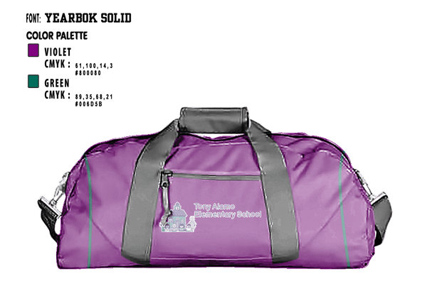Duffle Bag, Tony Alamo Elementary School, Spirit Store, Teamtime, Team time, sublimation, custom sports apparel, team uniforms, spirit wear, spiritwear, sports uniforms, custom shirts, team store, custom team store, fundraiser sports, apparel fundraiser
