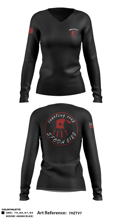 ODA 0123 30207375 Women's Long Sleeve V-neck Shirt - 1