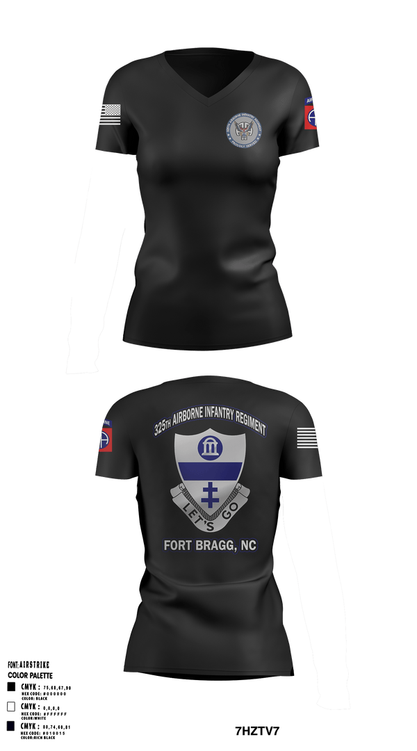 Women's Short Sleeve Vneck Shirt, Bravo co 1/325 A.I.R., Army, Teamtime, Team time, sublimation, custom sports apparel, team uniforms, spirit wear, spiritwear, sports uniforms, custom shirts, team store, custom team store, fundraiser sports, apparel fundraiser