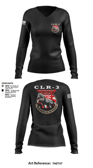 Women's Long Sleeve Vneck Shirt, CLR-3, Marines, Teamtime, Team time, sublimation, custom sports apparel, team uniforms, spirit wear, spiritwear, sports uniforms, custom shirts, team store, custom team store, fundraiser sports, apparel fundraiser