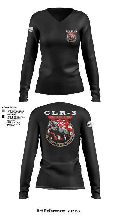 CLR-3 64483904 Women's Long Sleeve V-neck Shirt - 3