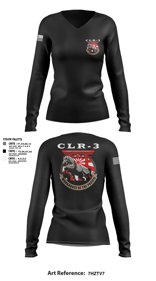 Women's Long Sleeve Vneck Shirt, CLR-3, Marines, Teamtime, Team time, sublimation, custom sports apparel, team uniforms, spirit wear, spiritwear, sports uniforms, custom shirts, team store, custom team store, fundraiser sports, apparel fundraiser