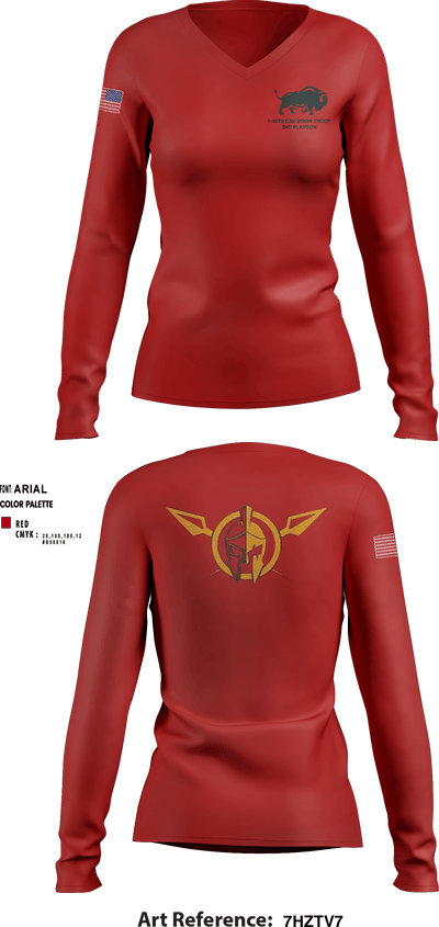 1-40 cav 35802734 Women's Long Sleeve V-neck Shirt - 1