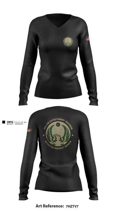 443 AES 97210845 Women's Long Sleeve V-neck Shirt - 3