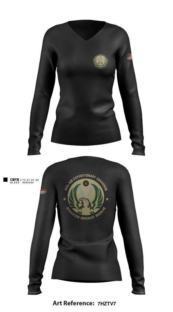 Women's Long Sleeve Vneck Shirt, 443 AES, Air Force, Teamtime, Team time, sublimation, custom sports apparel, team uniforms, spirit wear, spiritwear, sports uniforms, custom shirts, team store, custom team store, fundraiser sports, apparel fundraiser