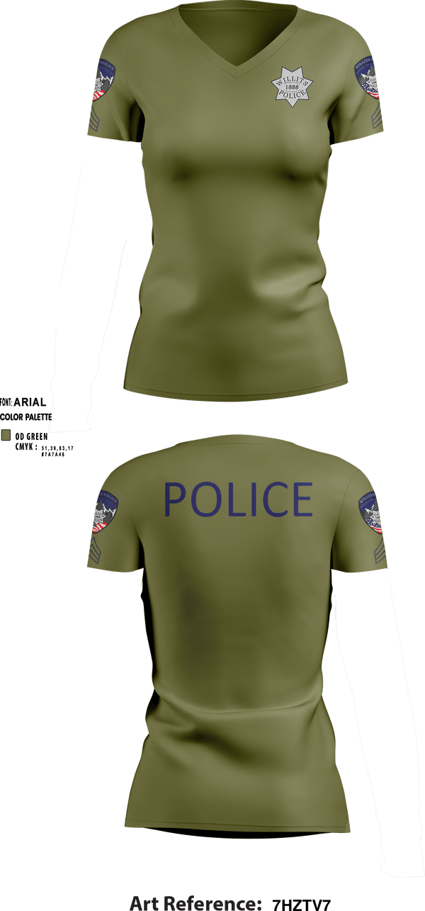 Women's Short Sleeve Vneck Shirt, Willits Little Lake JRTF, Police, Teamtime, Team time, sublimation, custom sports apparel, team uniforms, spirit wear, spiritwear, sports uniforms, custom shirts, team store, custom team store, fundraiser sports, apparel fundraiser