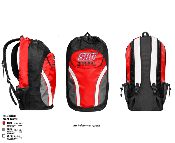 Gear Bag, Sacred Heart University Basketball, Women's Basketball, Teamtime, Team time, sublimation, custom sports apparel, team uniforms, spirit wear, spiritwear, sports uniforms, custom shirts, team store, custom team store, fundraiser sports, apparel fundraiser