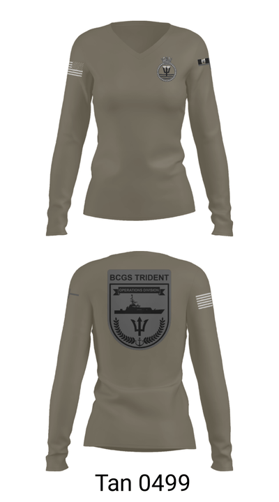 BCGS TRIDENT 3686693 Women's Long Sleeve V-neck Shirt - 47