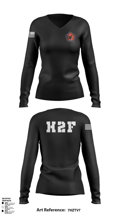 1CAB H2F 80015574 Women's Long Sleeve V-neck Shirt - 1