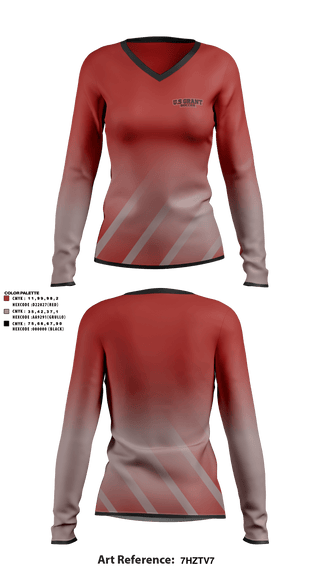 Women's Long Sleeve Vneck Shirt, U S Grant High School Soccer, Men's Soccer, Teamtime, Team time, sublimation, custom sports apparel, team uniforms, spirit wear, spiritwear, sports uniforms, custom shirts, team store, custom team store, fundraiser sports, apparel fundraiser