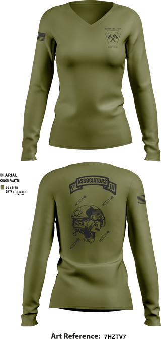 Women's Long Sleeve Vneck Shirt, Tyler McCourt     37171288, Army, Teamtime, Team time, sublimation, custom sports apparel, team uniforms, spirit wear, spiritwear, sports uniforms, custom shirts, team store, custom team store, fundraiser sports, apparel fundraiser