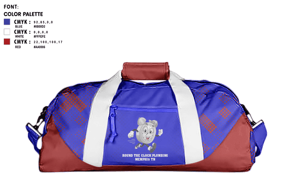 Duffle Bag, ROUND THE CLOCK PLUMBING, , Teamtime, Team time, sublimation, custom sports apparel, team uniforms, spirit wear, spiritwear, sports uniforms, custom shirts, team store, custom team store, fundraiser sports, apparel fundraiser