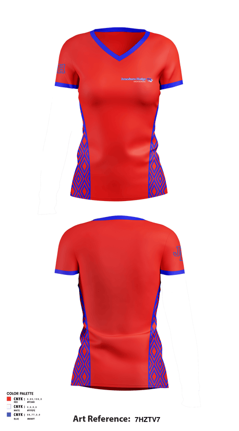 Women's Short Sleeve Vneck Shirt, Jonesboro-Hodge High School Basketball, Women's Basketball, Teamtime, Team time, sublimation, custom sports apparel, team uniforms, spirit wear, spiritwear, sports uniforms, custom shirts, team store, custom team store, fundraiser sports, apparel fundraiser