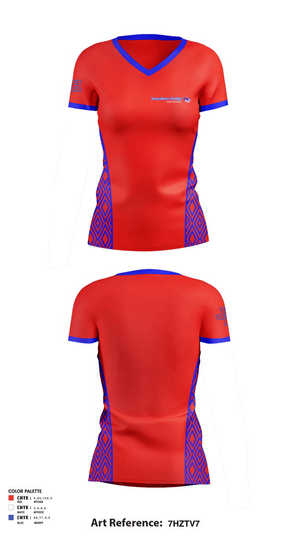Women's Short Sleeve Vneck Shirt, Jonesboro-Hodge High School Basketball, Women's Basketball, Teamtime, Team time, sublimation, custom sports apparel, team uniforms, spirit wear, spiritwear, sports uniforms, custom shirts, team store, custom team store, fundraiser sports, apparel fundraiser