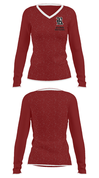 Women's Long Sleeve Vneck Shirt, Riverbank High School, Baseball, Teamtime, Team time, sublimation, custom sports apparel, team uniforms, spirit wear, spiritwear, sports uniforms, custom shirts, team store, custom team store, fundraiser sports, apparel fundraiser