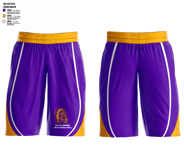 Mens Basketball Shorts, Valley Indians, Men's Basketball, Teamtime, Team time, sublimation, custom sports apparel, team uniforms, spirit wear, spiritwear, sports uniforms, custom shirts, team store, custom team store, fundraiser sports, apparel fundraiser