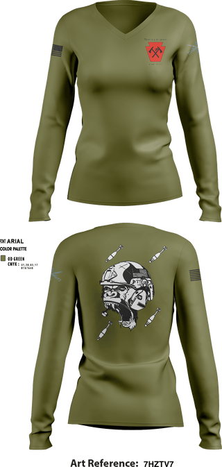 Women's Long Sleeve Vneck Shirt, , National Guard, Teamtime, Team time, sublimation, custom sports apparel, team uniforms, spirit wear, spiritwear, sports uniforms, custom shirts, team store, custom team store, fundraiser sports, apparel fundraiser