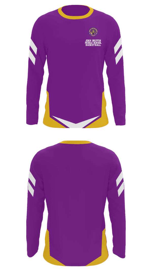 Long Sleeve Performance Shirt, John Griffin Middle School Basketball, Men's Basketball, Teamtime, Team time, sublimation, custom sports apparel, team uniforms, spirit wear, spiritwear, sports uniforms, custom shirts, team store, custom team store, fundraiser sports, apparel fundraiser