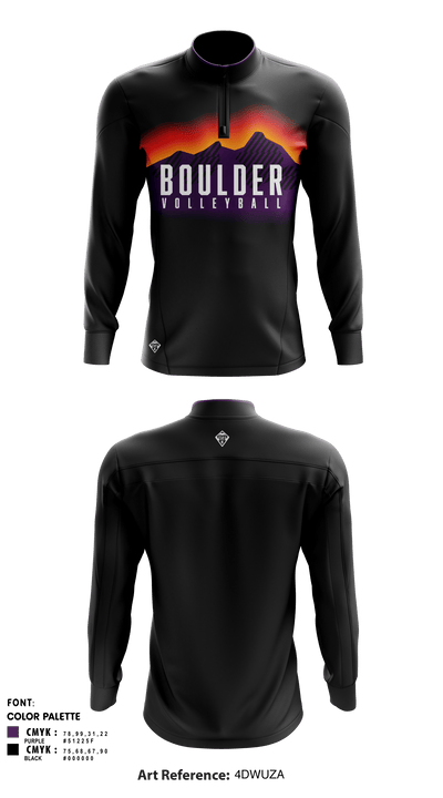 Boulder High School Boys Volleyball 67965053 Quarter Zip Jacket - 1