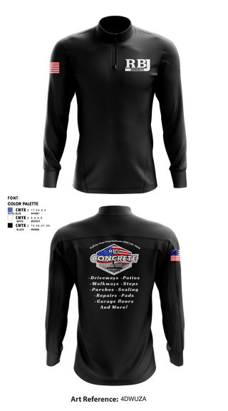 Quarter Zip Jacket, RBJ Concrete, , Teamtime, Team time, sublimation, custom sports apparel, team uniforms, spirit wear, spiritwear, sports uniforms, custom shirts, team store, custom team store, fundraiser sports, apparel fundraiser