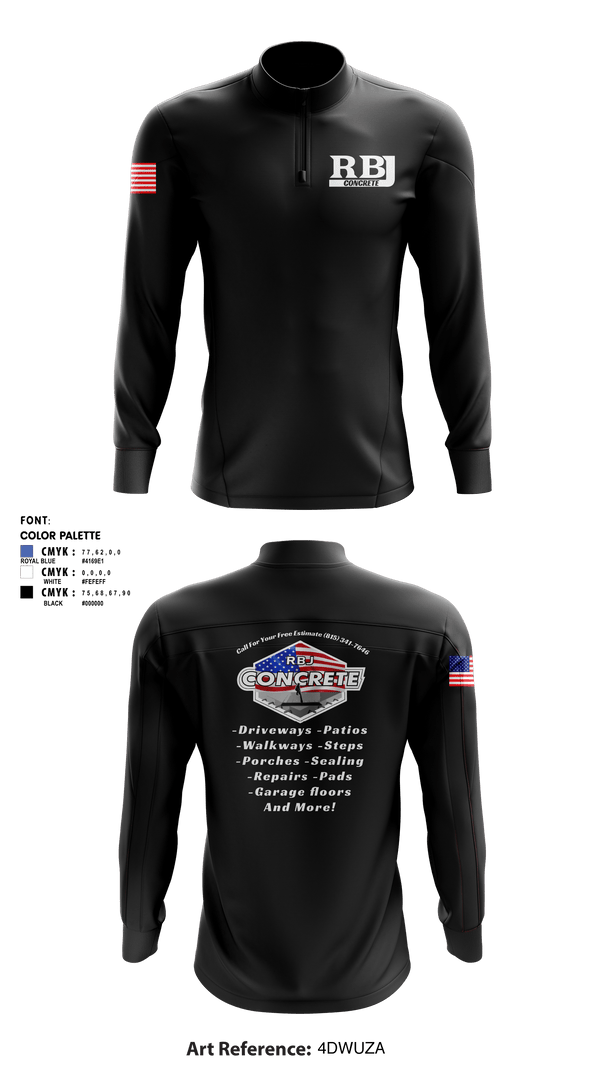 Quarter Zip Jacket, RBJ Concrete, , Teamtime, Team time, sublimation, custom sports apparel, team uniforms, spirit wear, spiritwear, sports uniforms, custom shirts, team store, custom team store, fundraiser sports, apparel fundraiser