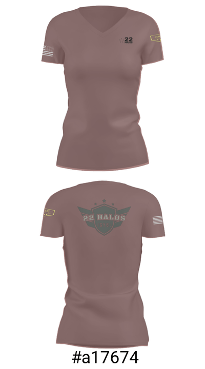 22 Halos 54349080 Women's Short Sleeve V-neck Shirt - 19