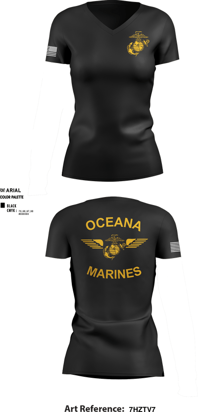 Oceana Marines 61589577 Women's Short Sleeve V-neck Shirt - 5
