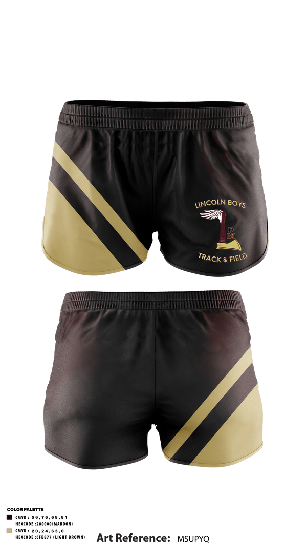 Track Shorts, Lincoln High School Track, Track & Field, Teamtime, Team time, sublimation, custom sports apparel, team uniforms, spirit wear, spiritwear, sports uniforms, custom shirts, team store, custom team store, fundraiser sports, apparel fundraiser