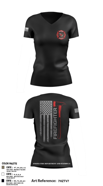 enigma, station 21 97533722 Women's Short Sleeve V-neck Shirt - 3