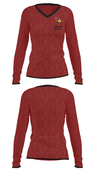 Women's Long Sleeve Vneck Shirt, Redbirds Soccer, Men's Soccer, Teamtime, Team time, sublimation, custom sports apparel, team uniforms, spirit wear, spiritwear, sports uniforms, custom shirts, team store, custom team store, fundraiser sports, apparel fundraiser