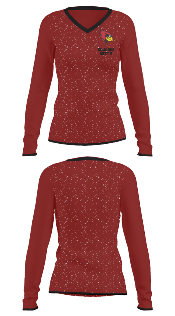 Women's Long Sleeve Vneck Shirt, Redbirds Soccer, Men's Soccer, Teamtime, Team time, sublimation, custom sports apparel, team uniforms, spirit wear, spiritwear, sports uniforms, custom shirts, team store, custom team store, fundraiser sports, apparel fundraiser