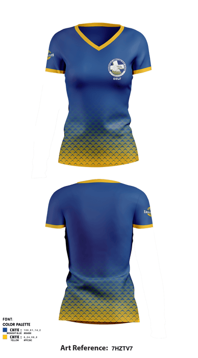 Bakersfield Christian High School Golf 54410462 Women's Short Sleeve V-neck Shirt - 1