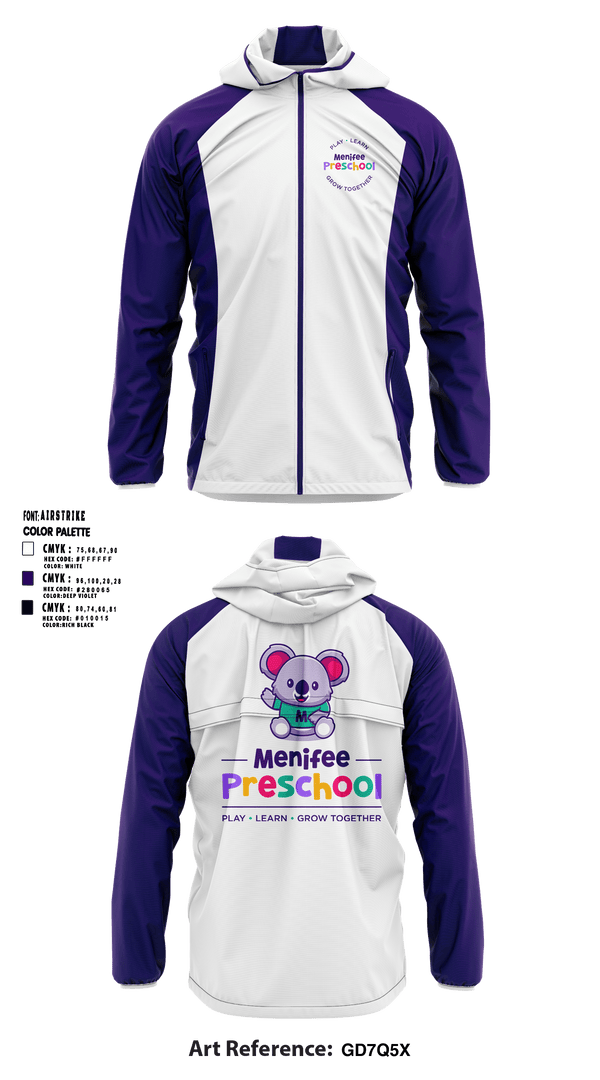 Windbreaker, Menifee Preschool, Spirit Store, Teamtime, Team time, sublimation, custom sports apparel, team uniforms, spirit wear, spiritwear, sports uniforms, custom shirts, team store, custom team store, fundraiser sports, apparel fundraiser