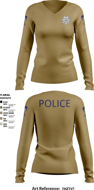 Women's Long Sleeve Vneck Shirt, Willits Little Lake JRTF, Police, Teamtime, Team time, sublimation, custom sports apparel, team uniforms, spirit wear, spiritwear, sports uniforms, custom shirts, team store, custom team store, fundraiser sports, apparel fundraiser