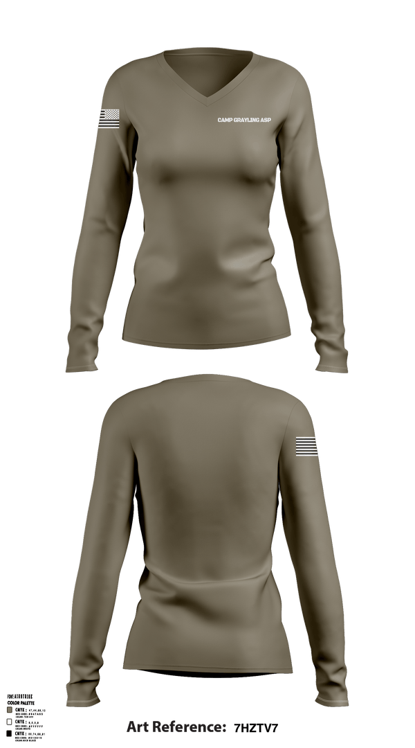 Women's Long Sleeve Vneck Shirt, , Army, Teamtime, Team time, sublimation, custom sports apparel, team uniforms, spirit wear, spiritwear, sports uniforms, custom shirts, team store, custom team store, fundraiser sports, apparel fundraiser