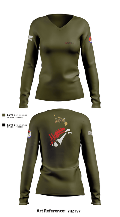 2-6 Cav Alpha troop Renegades 57667590 Women's Long Sleeve V-neck Shirt - 3