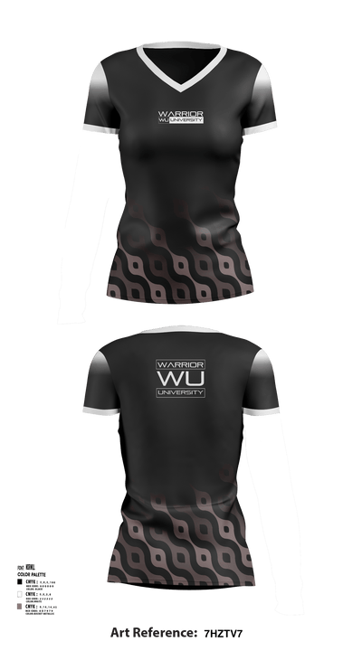 Warrior University 35293904 Women's Short Sleeve V-neck Shirt - 1