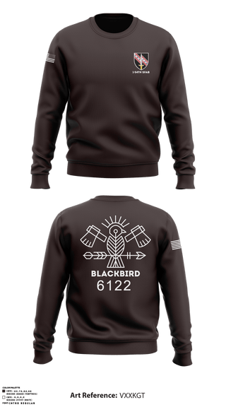 Crew Neck Sweatshirt, 1-54th SFABBco 1/54th SFAB, Army, Teamtime, Team time, sublimation, custom sports apparel, team uniforms, spirit wear, spiritwear, sports uniforms, custom shirts, team store, custom team store, fundraiser sports, apparel fundraiser