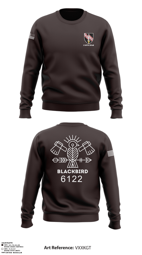 Crew Neck Sweatshirt, 1-54th SFABBco 1/54th SFAB, Army, Teamtime, Team time, sublimation, custom sports apparel, team uniforms, spirit wear, spiritwear, sports uniforms, custom shirts, team store, custom team store, fundraiser sports, apparel fundraiser