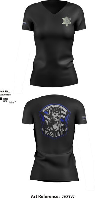 Women's Short Sleeve Vneck Shirt, PCSO K-9 INTERDICTION, Police, Teamtime, Team time, sublimation, custom sports apparel, team uniforms, spirit wear, spiritwear, sports uniforms, custom shirts, team store, custom team store, fundraiser sports, apparel fundraiser