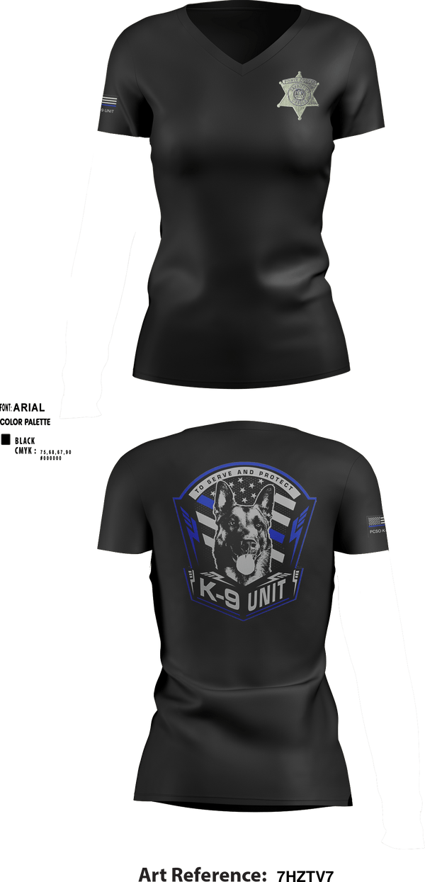 Women's Short Sleeve Vneck Shirt, PCSO K-9 INTERDICTION, Police, Teamtime, Team time, sublimation, custom sports apparel, team uniforms, spirit wear, spiritwear, sports uniforms, custom shirts, team store, custom team store, fundraiser sports, apparel fundraiser