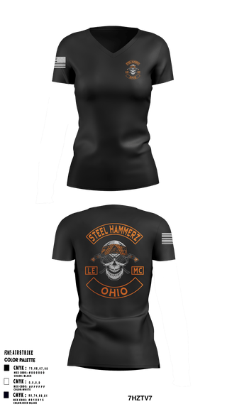 Women's Short Sleeve Vneck Shirt, STEEL HAMMERZ, Police, Teamtime, Team time, sublimation, custom sports apparel, team uniforms, spirit wear, spiritwear, sports uniforms, custom shirts, team store, custom team store, fundraiser sports, apparel fundraiser