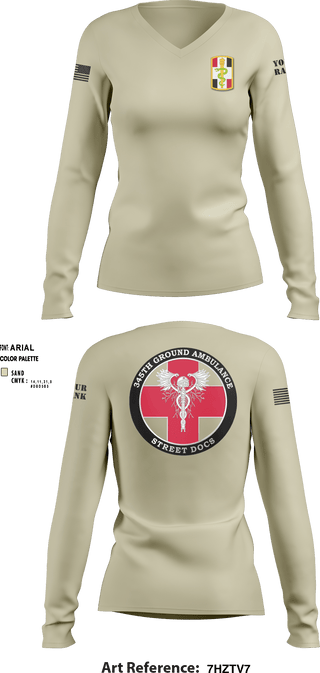 Women's Long Sleeve Vneck Shirt, , Army, Teamtime, Team time, sublimation, custom sports apparel, team uniforms, spirit wear, spiritwear, sports uniforms, custom shirts, team store, custom team store, fundraiser sports, apparel fundraiser