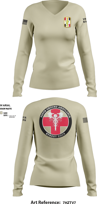 345th MCGA 98196690 Women's Long Sleeve V-neck Shirt - 15