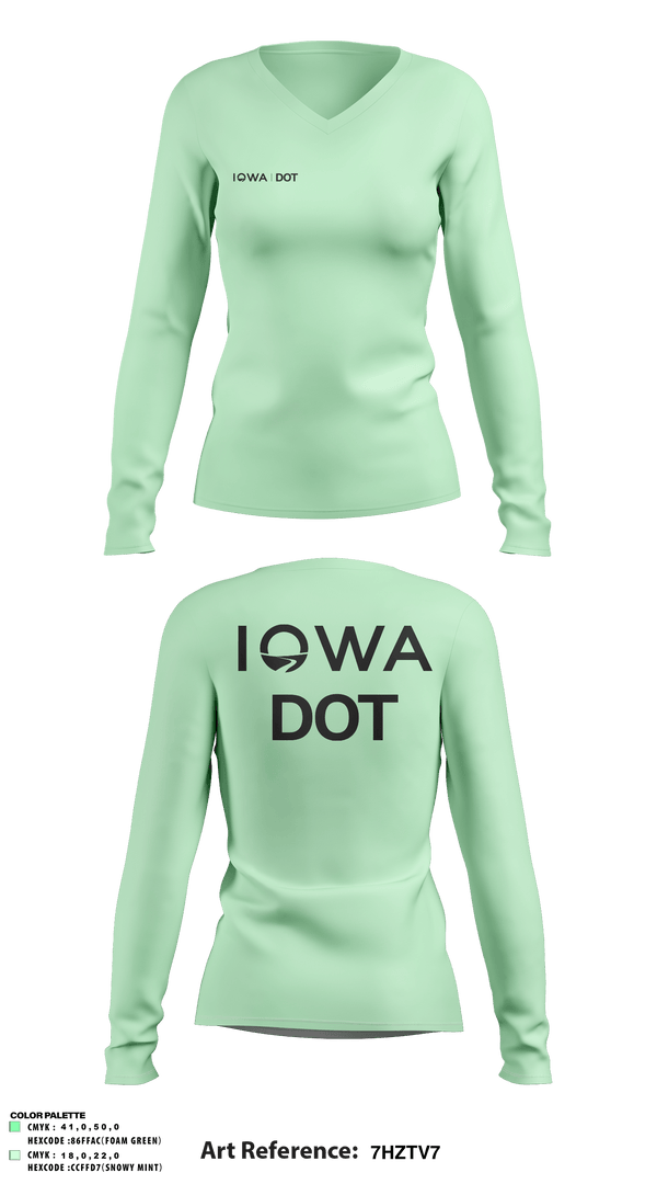 Women's Long Sleeve Vneck Shirt, Iowa DOT, , Teamtime, Team time, sublimation, custom sports apparel, team uniforms, spirit wear, spiritwear, sports uniforms, custom shirts, team store, custom team store, fundraiser sports, apparel fundraiser